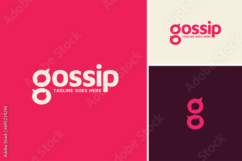 Bubble Chat Message Media Social Conversation Talk Messenger Apps with Initial Letter G Gossip logo design