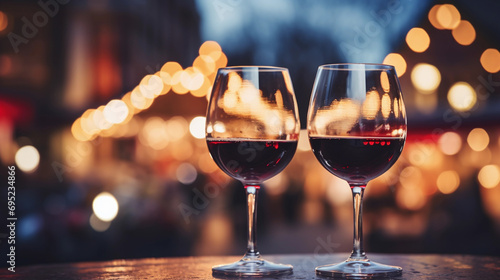 Wine and Wonder: Festive Glasses on a Christmas Market Table