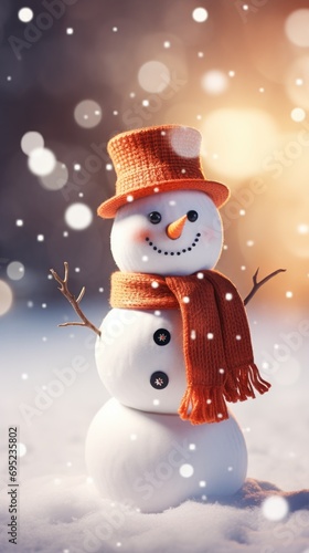 Christmas snowman background. Vertical background © kramynina