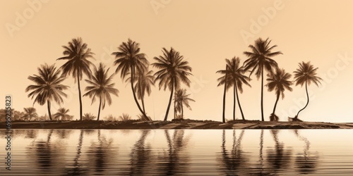 Palm trees sitting on top of a beautiful beach. Perfect for tropical vacation destinations