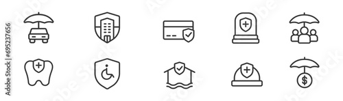 Set of insurance icons. 10 set of insurance icons. Insurance icons. 