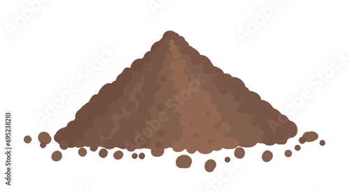 Pile of soil. Heap of brown, earthy fertilizers. Vector illustration.
