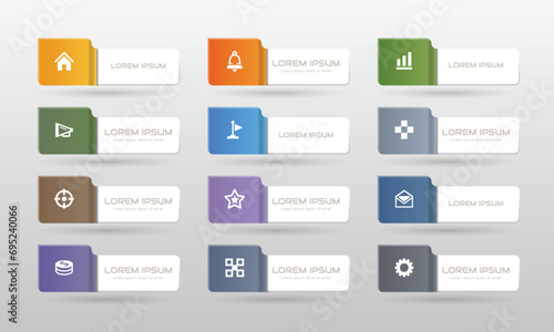 Sticker label with business icons set
