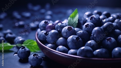 Blueberry antioxidant organic superfood in a bowl concept for healthy eating. generative ai
