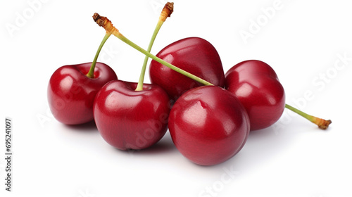 cherry isolated on white background, full depth of field, clipping path. generative ai