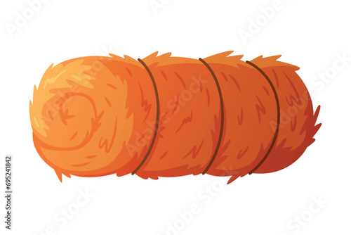 Hay Rolled and Tied with Rope as Dried Grass for Fodder Vector Illustration