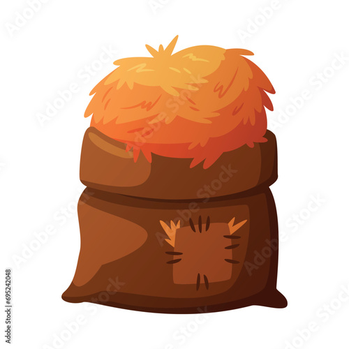 Hay Heap in Sack as Dried Grass for Fodder Vector Illustration