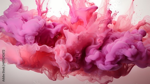 A burst of electric pink ink dispersing rapidly in water, creating a dynamic composition