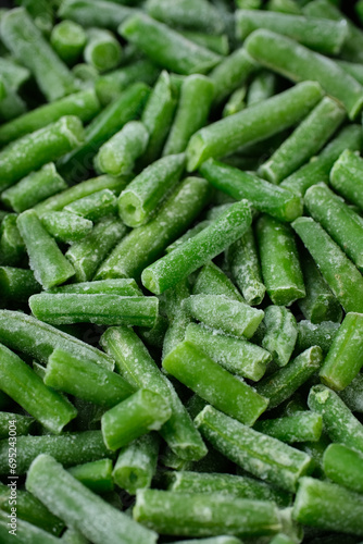Frozen Green beans. Healthy vegan food concept