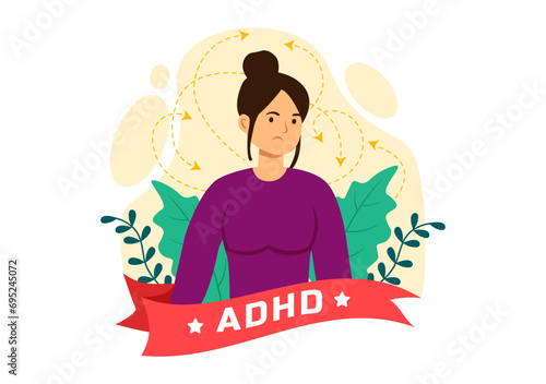 ADHD or Attention Deficit Hyperactivity Disorder Vector Illustration with Kids Impulsive and Hyperactive Behavior in Mental health and Psychology
