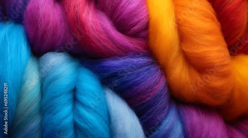 Thick texture of wool with bright and saturated shades