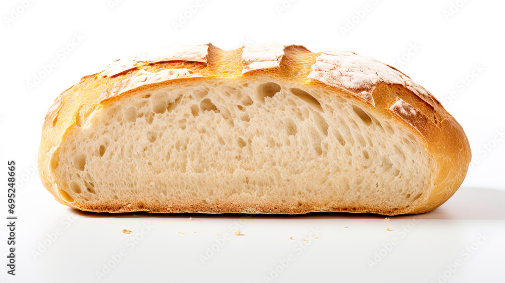 Panorama of taste: isolated white bread on an impeccable white background