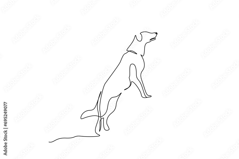 Fototapeta premium cute dog outside free pose life freedom walk line art design