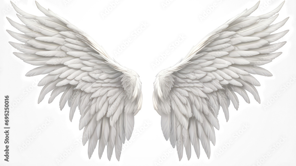 White wings isolated on a transparent background. - obrazy, fototapety, plakaty 