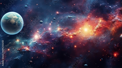 Planets  stars and galaxies in outer space showing the beauty of space exploration. Beautiful   stars and galaxies