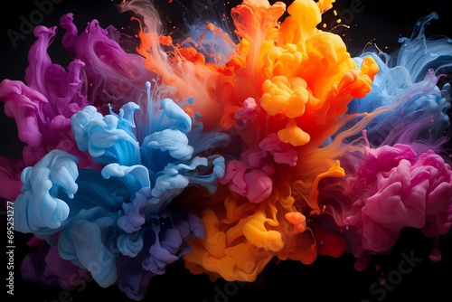 A burst of vibrant liquid colors exploding with energy and vitality