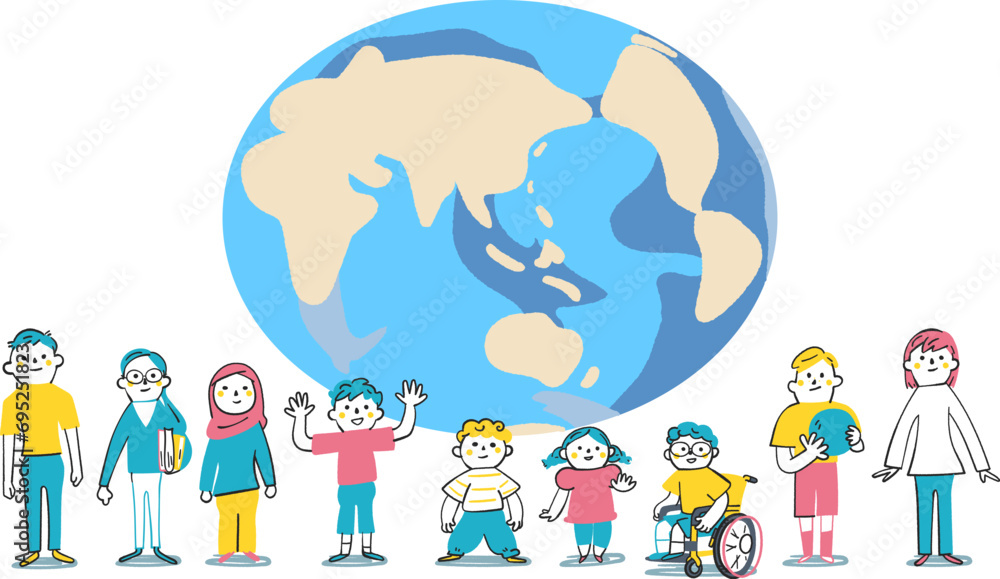 地球と年齢や人種、国籍の違う子供たち 小学生 イラスト素材
地球と年齢や人種、国籍の違う子供たち 小学生 イラスト素材