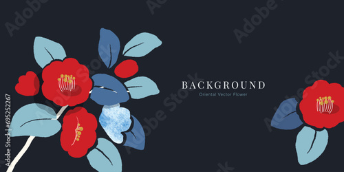 Asian background ,Oriental Chinese and Japanese style abstract pattern background design  with camellia flower decorate in water color texture