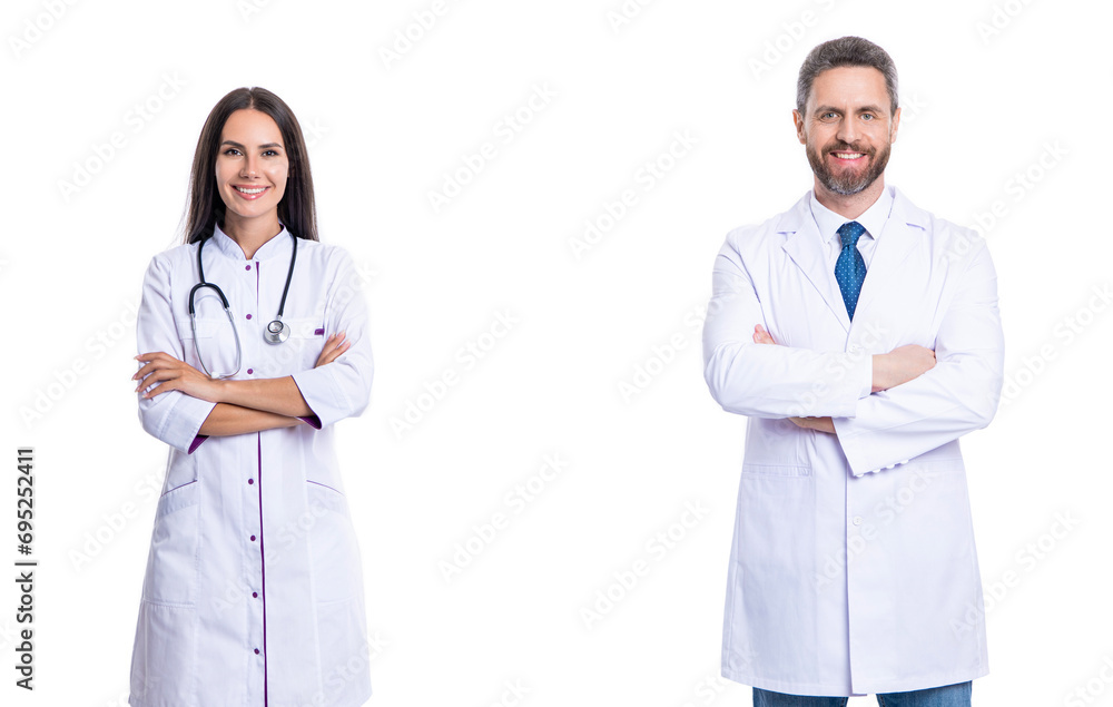 Team of doctor and nurse in hospital. Healthcare and medicine concept. healthcare workers isolated on white. medical service. physician with healthcare colleague. Medical staff. advertisement Team of doctor and nurse in hospital. Healthcare and medicine concept. healthcare workers isolated on white. medical service. physician with healthcare colleague. Medical staff. advertisement