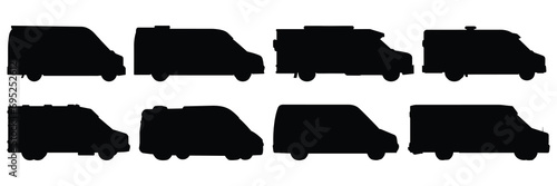 Car delivery caego silhouettes set, large pack of vector silhouette design, isolated white background