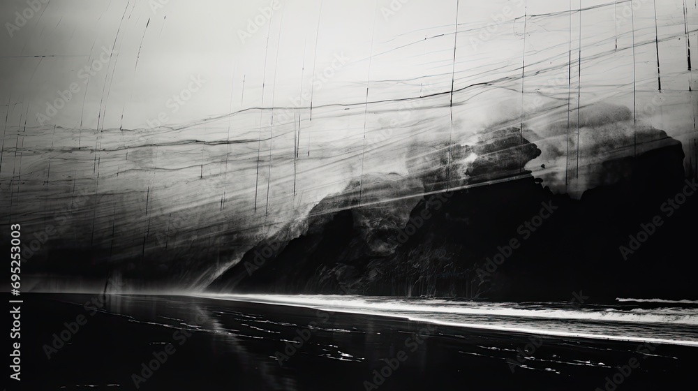 Fototapeta premium complex layered moody shadowy black and white double