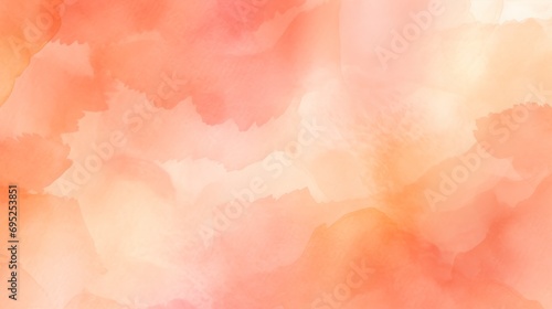Abstract peach fuzz color, orange and pink shades watercolor wavy background  photo