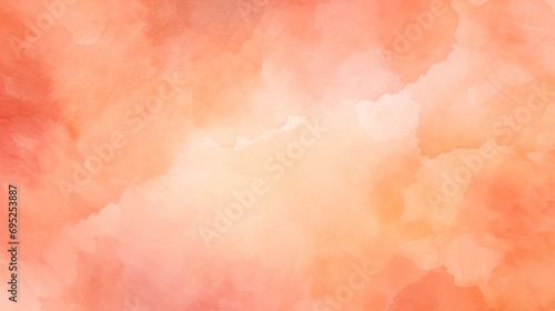 Abstract peach fuzz color, orange and pink shades watercolor wavy background