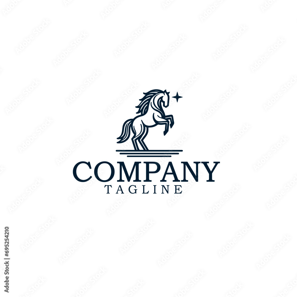 Fototapeta premium horse simple line art logo design vector template