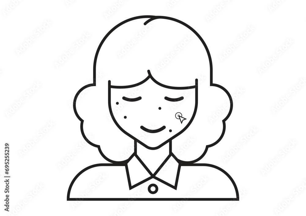 Black and White Portrait retouching flat icon vector. Photo retouching of a woman portrait Black and White Portrait retouching flat icon vector. Photo retouching of a woman portrait