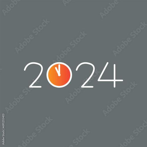 Happy new year 2024 design. With colorful truncated number illustrations. Premium vector design for poster, banner, greeting and new year 2024 celebration