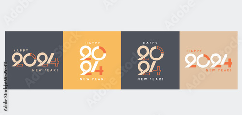 Happy new year 2024 design. With colorful truncated number illustrations. Premium vector design for poster, banner, greeting and new year 2024 celebration