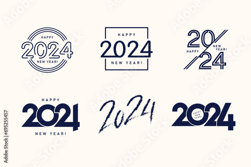 Happy new year 2024 design. With colorful truncated number illustrations. Premium vector design for poster, banner, greeting and new year 2024 celebration