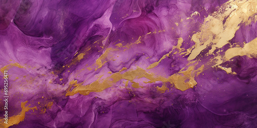 abstract background, watercolor violet and gold spots, texture of alcohol ink in blue and gold color 