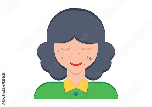 Portrait retouching vector flat design. Photo retouching of a woman portrait
