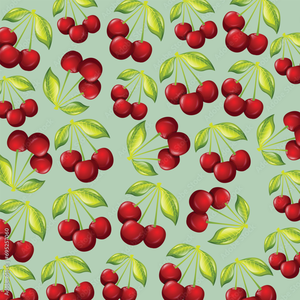 Cherry fruit pattern background design Cherry fruit pattern background design