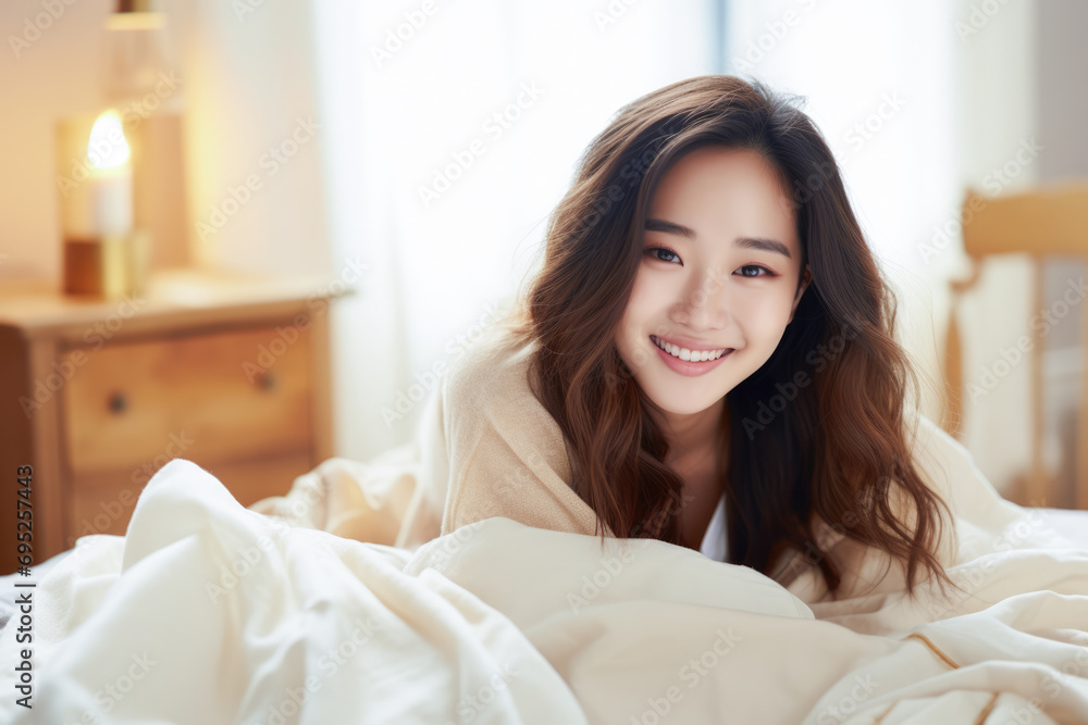 Smiling young Asian woman at home Smiling young Asian woman at home
