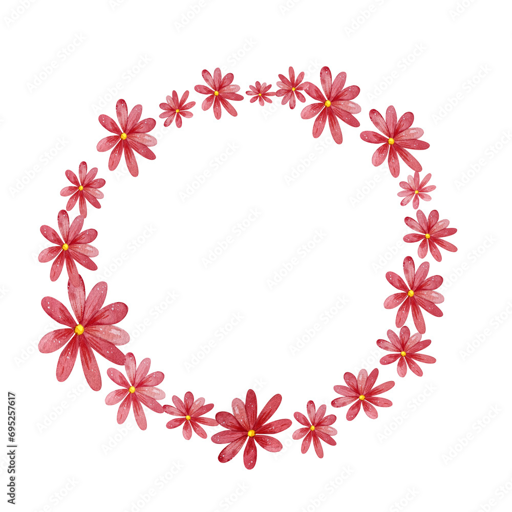 floral wreath . Light , bright, watercolor, summer wildflowers . isolated composition on a white background. for postcards, invitations.