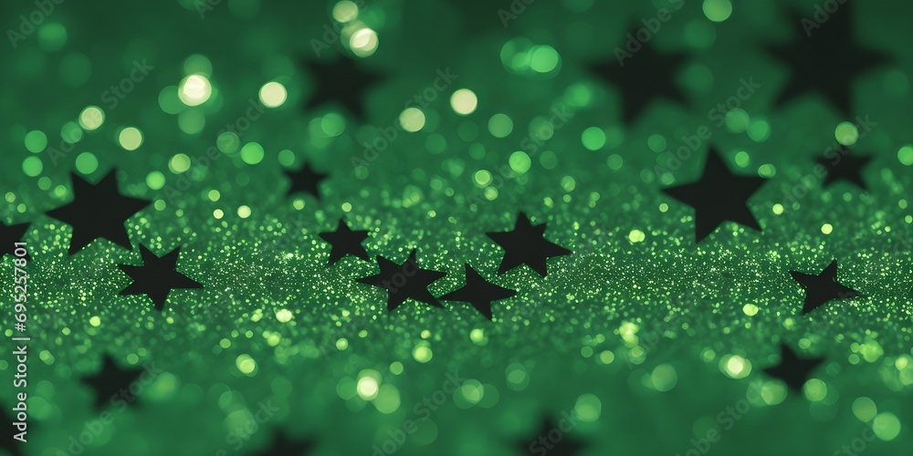 Abstract light green and black star particles bokeh background Abstract light green and black star particles bokeh background