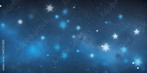 abstract sky blue and black star particles bokeh background with glitter focused lights and stars