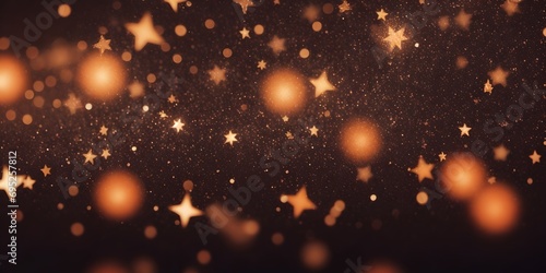 abstract orange and black star particles bokeh background with glitter defocused lights and stars