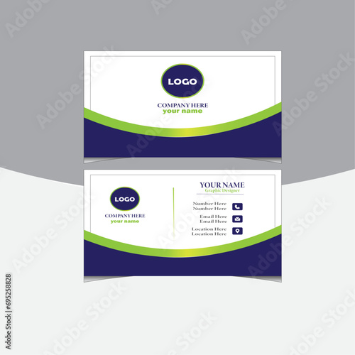 professional bluo and white busness card design photo