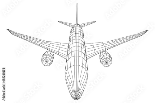 Airplane. Abstract airliner. Wireframe vector illustration