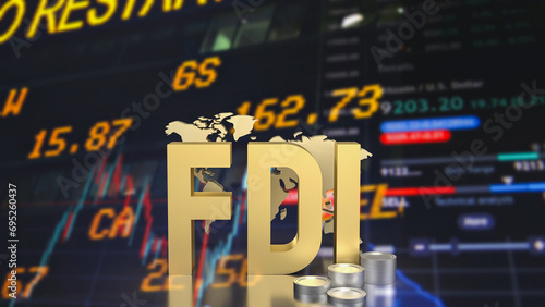 The Gold fdi on chart Background for Business 3d rendering. photo