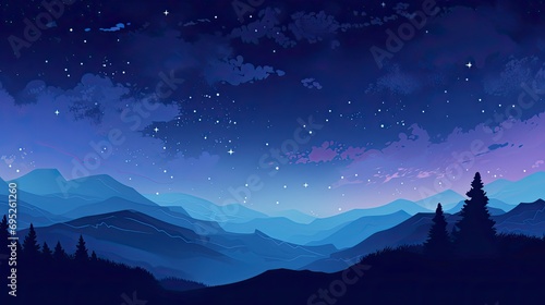 Digital Night scene starry sky scene Abstract