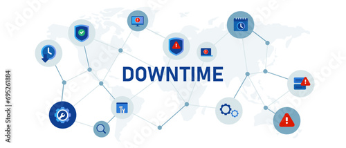 Downtime server infrastructure failure alert maintenance offline concept banner header connected icon set symbol illustration