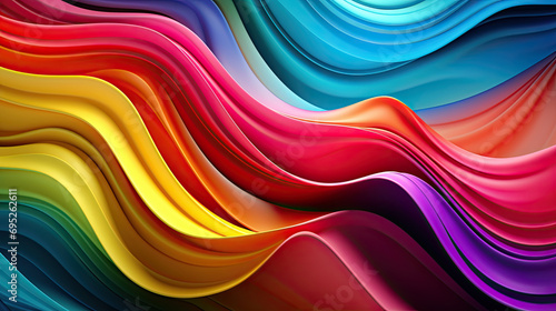 Abstract Colorful Gradient 3d Wave Background Wallpaper.  Rainbow Wavy Satin Background . Abstract futuristic background.