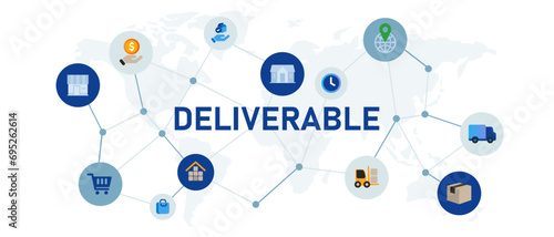 Deliverable result delivery concept banner header connected icon set symbol illustration photo