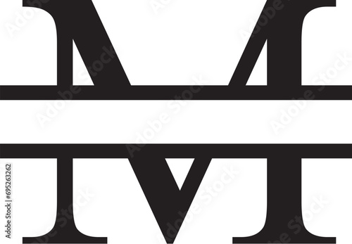M Letter split monogram eps vector