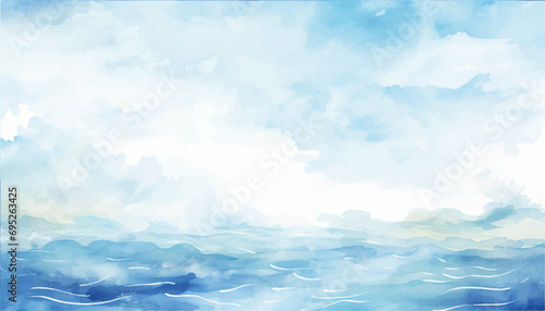 Watercolor sea waves blue background. abstract watercolor texture. Vector illustration