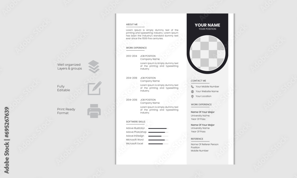 Modern Creative Vector Resume Design Template - obrazy, fototapety, plakaty 